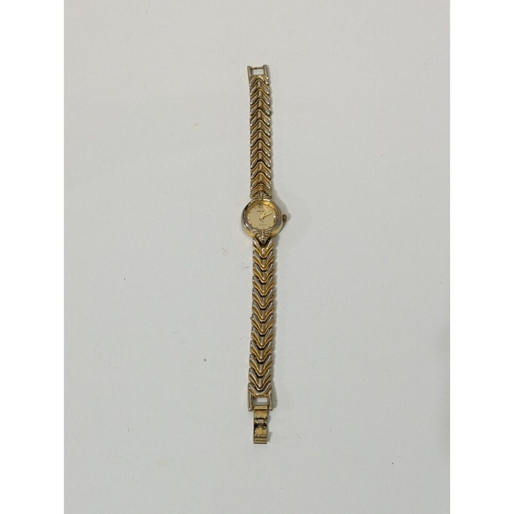 Vintage Rumors‎ Japan Quartz Gold Tone Diamond Inlay Braid Jewelry Watch